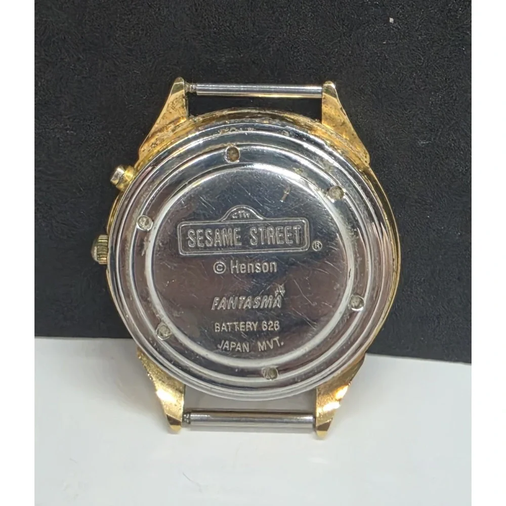 Henson Fantasma Elmo Sesame Street Musical Watch Gold Tone Tested Works No Band